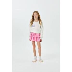 NEW THEME tiegan american flag sweater in white